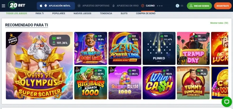 Top 5 casino apps en España: 20Bet