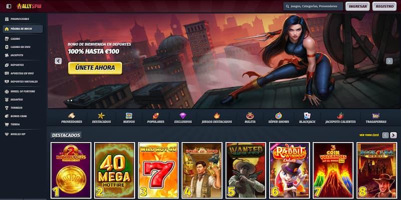 Página de casino en AllySpin