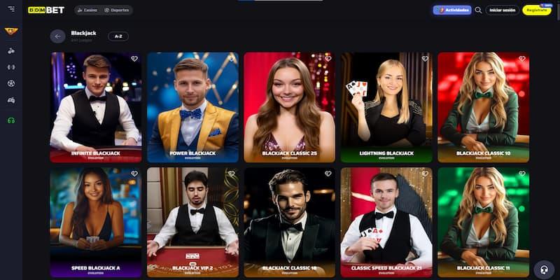 Página de blackjack en BDMBet