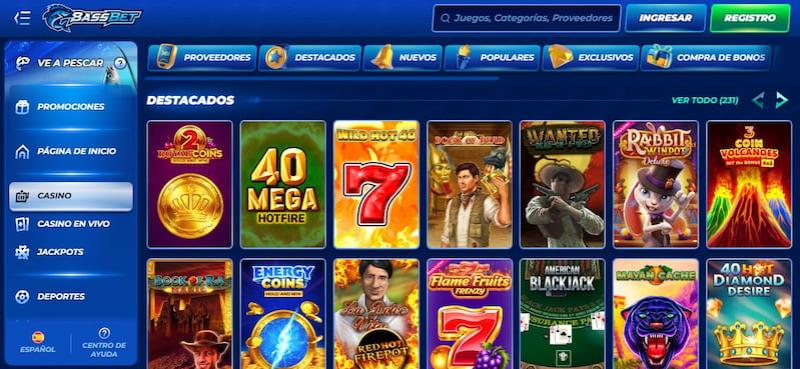Página de casino de BassBet
