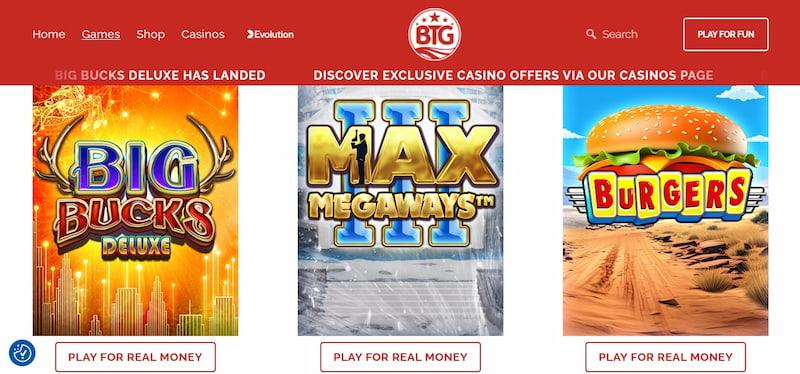Sitio web de Big Time Gaming