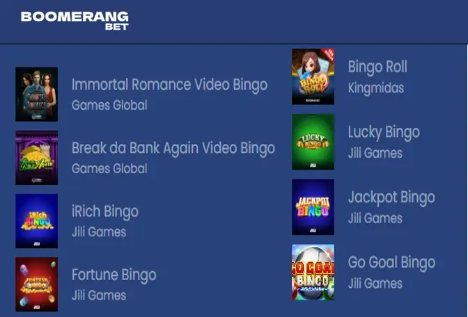Bingo en Boomerangbet