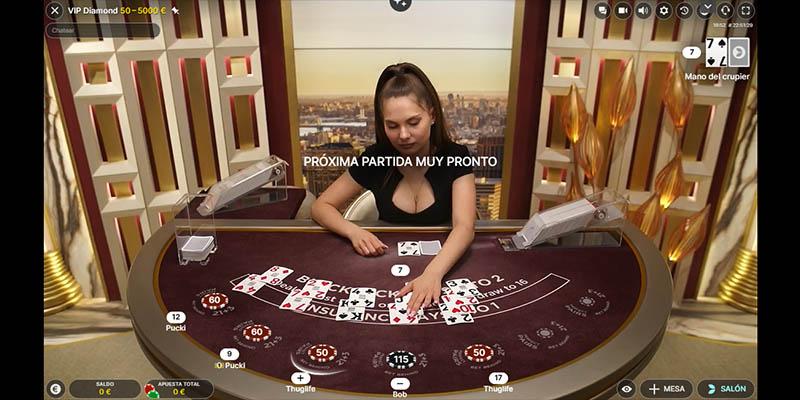 Juego de blackjack en vivo wn tabla VIP