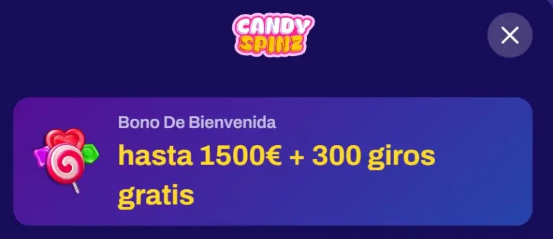 Bono de bienvenida de Candy Spinz
