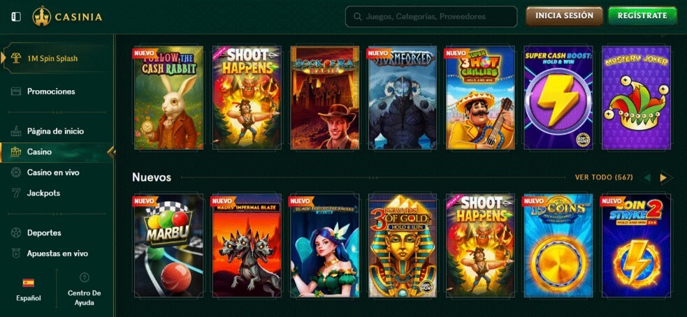 Casinos con retiro inmediato: Casinia