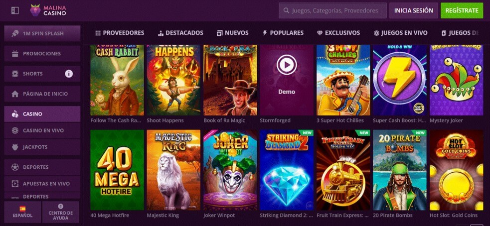 Casinos con retiro inmediato: Malina