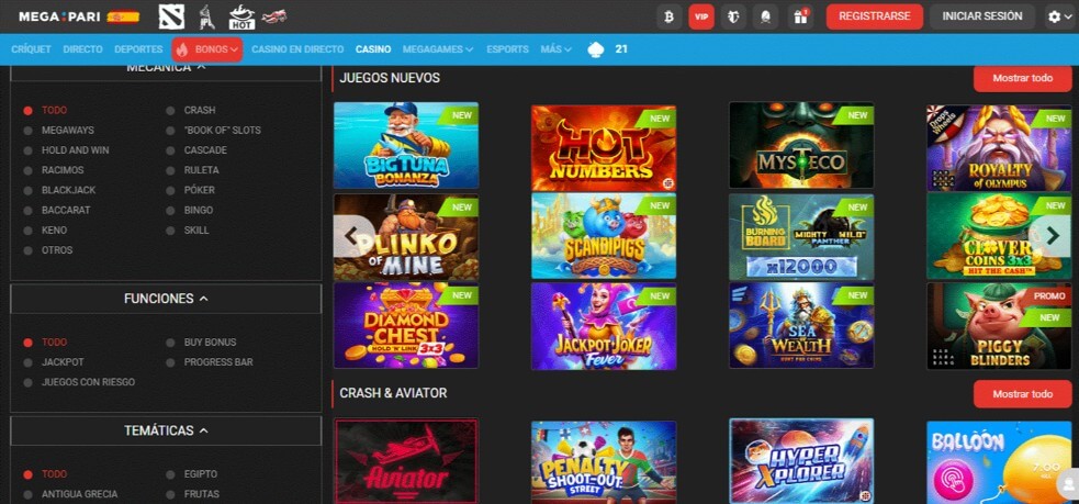 Casinos con retiro inmediato: Megapari
