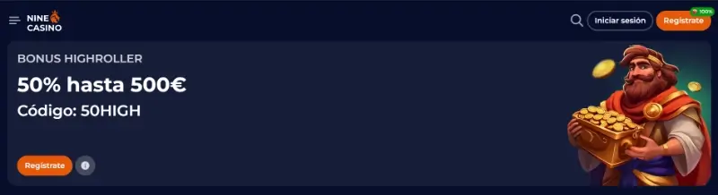 Bono con código promocional de Nine Casino