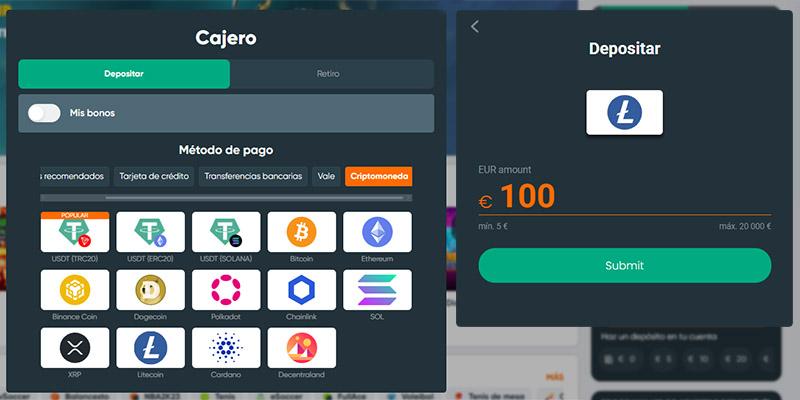 Deposito en criptomonedas