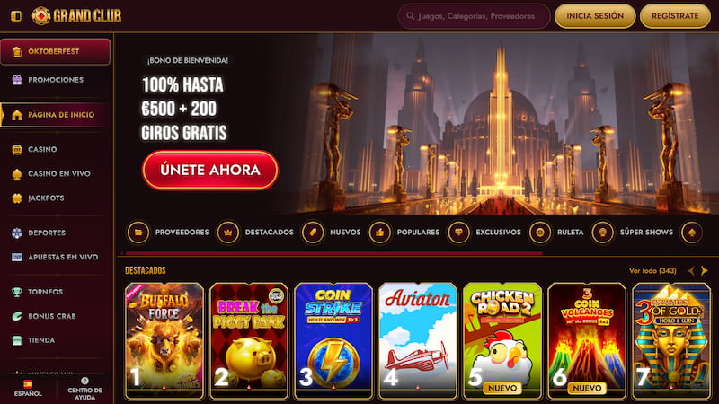 Página de inicio del Grand club Casino