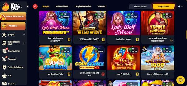 Página de casino de HellSpin