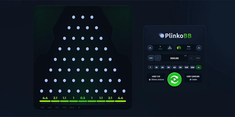 Interfaz de lo jeugo de PlinkoBB