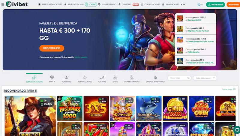 Página de inicio del Ivibet Casino