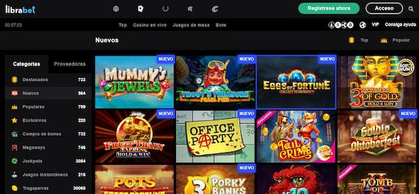 Página de juegos de casino en Librabet