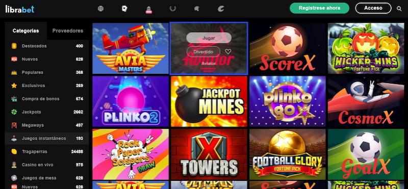 Página de juegos crash en Librabet Casino