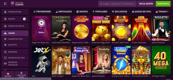 Página de juegos de casino en Malina