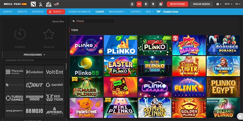 Pagina de plinko en Megapari Casino