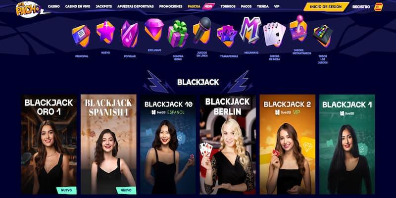 Página de blackjack en Mr Pacho