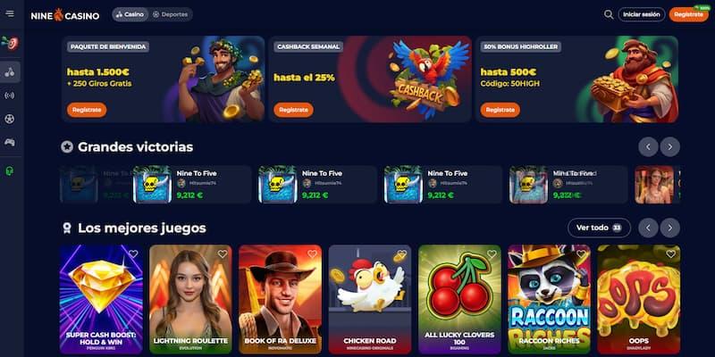 Página de casino en Nine Casino