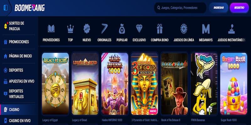 Página de tragaperas en boomerang