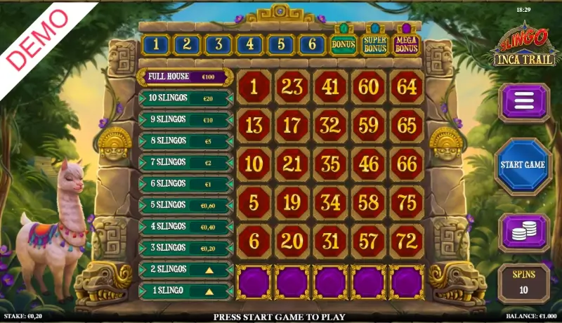 Juego de Slingo Inca Trail