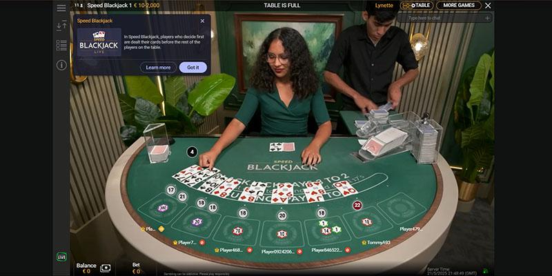 Juego de Speed blackjack en vivo