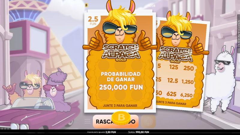 Tarjeta de rasca y gana - Scratch Alpaca Gold