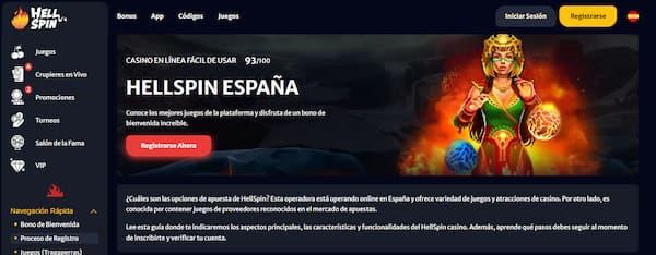 Página de casino en HellSpin