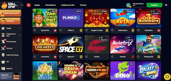 Juegos crash en lo casino de HellSpin